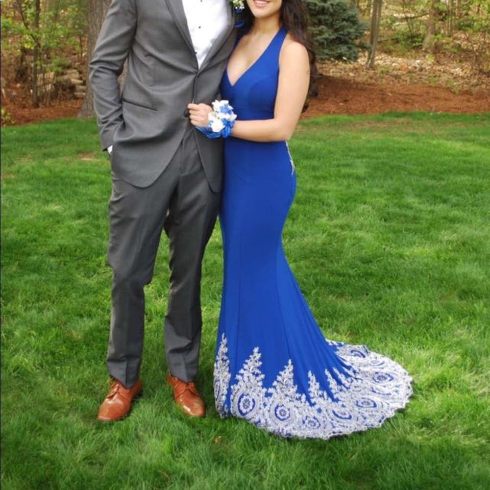Royal Blue Halter Prom Dress